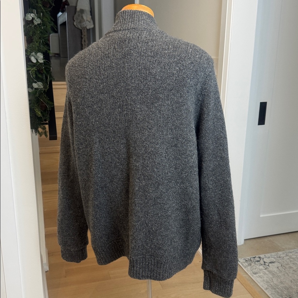 L.L.Bean Lambswool Full Zip Sweater Jacket Gray Plaid Lined XXL - Picture 3 of 12